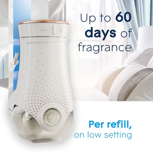 Glade PlugIns Refills Air Freshener Starter Kit, Clean Linen, Scented and Essential Oils for Home and Bathroom, 0.67 Fl Oz, 1 Warmer + 1 Refill