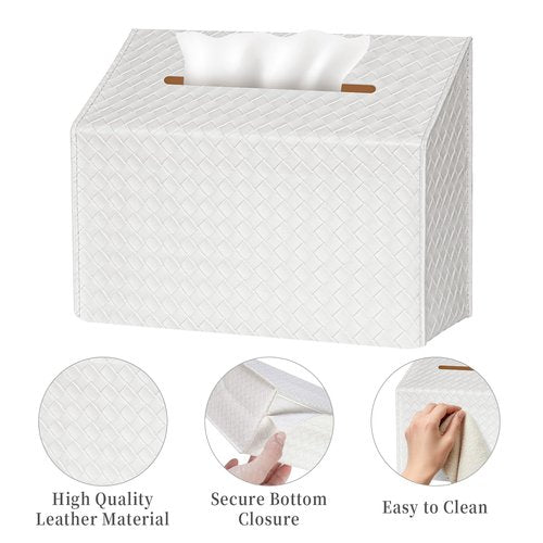 NiHome PU Leather Tissue Box Cover for Kleenex Hand Towels, Versatile Design for Countertops and Towel Racks, Leather Enhances Home Decor, Easy to Use with Exquisite Edging Craftsmanship