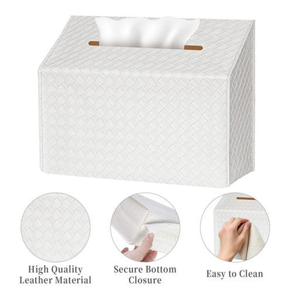 NiHome PU Leather Tissue Box Cover for Kleenex Hand Towels, Versatile Design for Countertops and Towel Racks, Leather Enhances Home Decor, Easy to Use with Exquisite Edging Craftsmanship