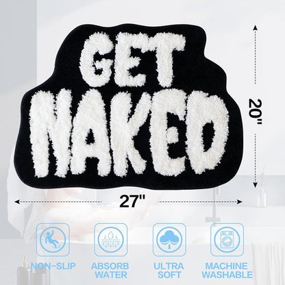 Get Naked Bath Mat - Ultra Soft Non-Slip Bathroom Rug | Cute Black Shower Floor Mat