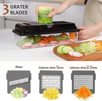 LHS Professional Vegetable Chopper - 7-in-1 Multifunctional Food Slicer & Dicer with Storage Containers | Black