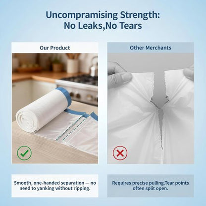 13 Gallon Trash Bags - Drawstring White Garbage Bags | 120 Count, 1.7 Mil Thick, Tear-Resistant for Kitchen & Household Use