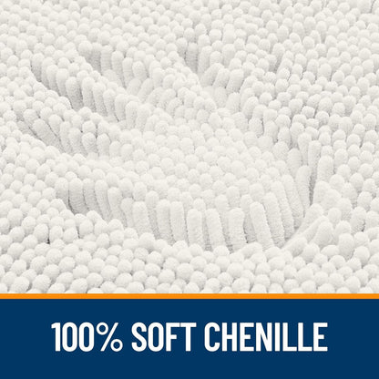 OLANLY Bathroom Rugs - Extra Soft Absorbent Chenille Mats | Quick Dry, Rubber Backing, 35x24, Ivory