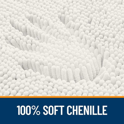 OLANLY Bathroom Rugs 30x18, Extra Soft Absorbent Chenille Bath Rugs, Rubber Backing Quick Dry, Machine Washable Bath Mats for Bathroom Floor, Tub and Shower, Home Decor Accessories, Ivory