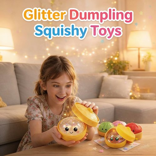 Glitter Dumpling Squishy Stress Balls - Colorful Fidget Toy for Stress Relief | 2-Pack
