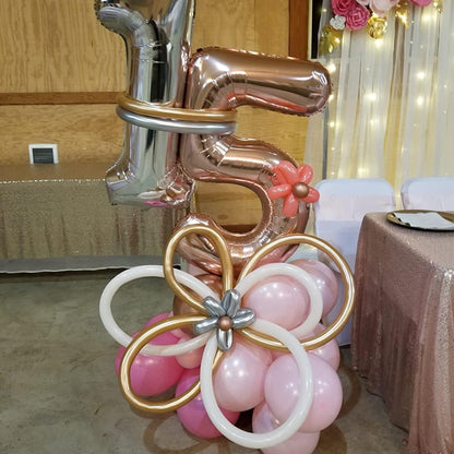 Regine Switzerland 40 Inch Rose Gold Number 5 Balloons - Self-Inflating Foil Mylar for Birthday Celebrations