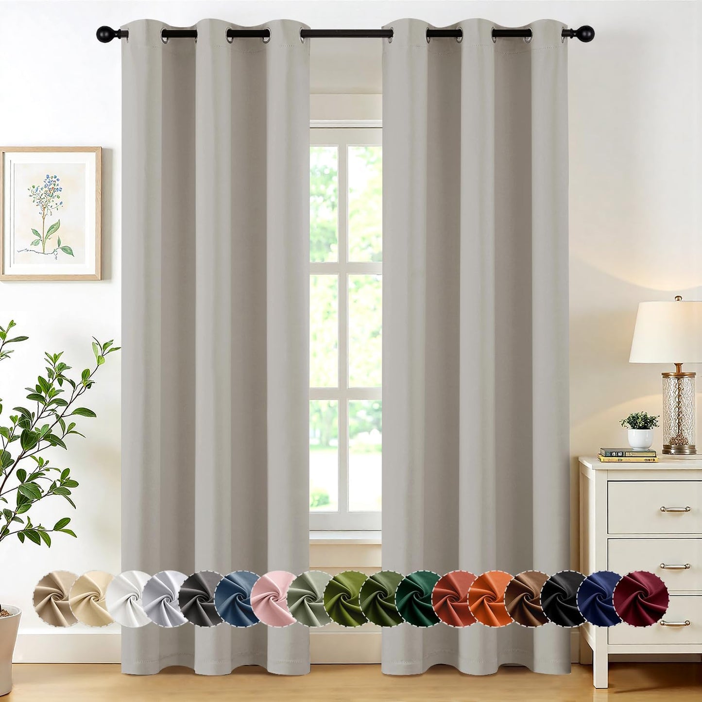 MIULEE Blackout Curtains - Thermal Insulated Room Darkening Drapes | 72-Inch Long, 2 Panels, Noise Reduction