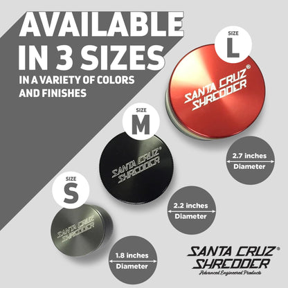 Santa Cruz Shredder Metal Herb Grinder Knurled Top for Stronger Grip 3 Piece Small 1.7" (Grey)