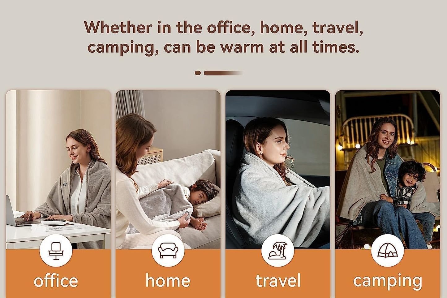 ZIREOT Wearable Shawl Blanket, Adapter Included - No Battery, Suitable for Home and Outdoor Cold Protection, Soft and Warm Large Size