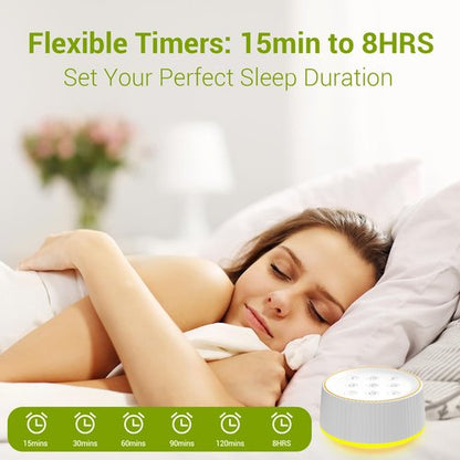 BGOVERSS White Noise Machine, 26 Hi-Fi Soothing Sounds & 10 Colors Night Light Sound Machine for Sleeping Adults, Baby & Kids, Portable Sleep Machine with 6 Timers, Noise Canceling for Home Office