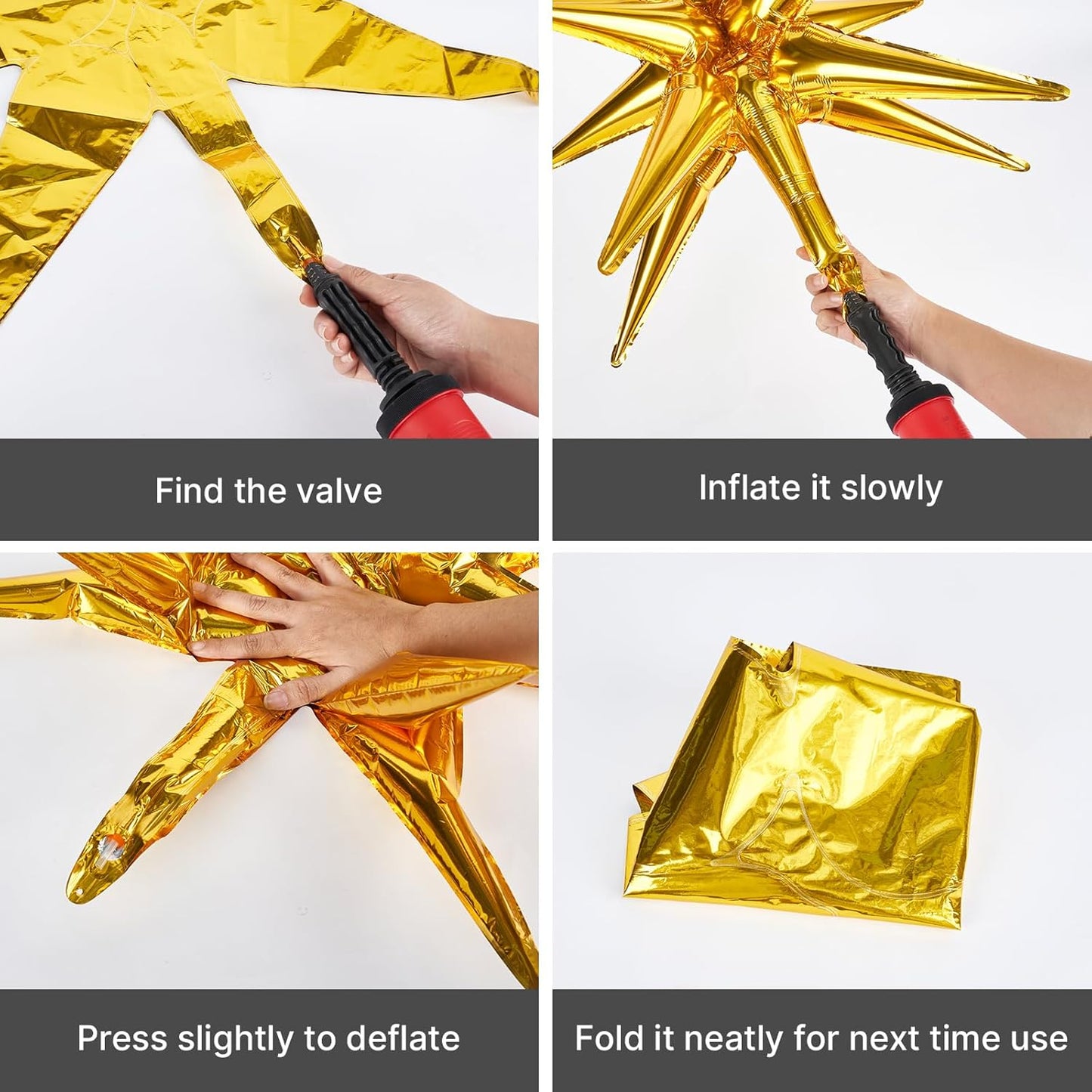 PartyWoo Metallic Gold Star Foil Balloons - 6 Different Sizes | 22-Inch Mylar Balloons for Weddings, Graduations & Birthdays