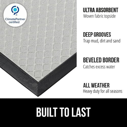 GORILLA GRIP Waterproof All-Season WeatherMAX Doormat - Stain & Fade Resistant, Easy Clean, 23x35, Light Gray
