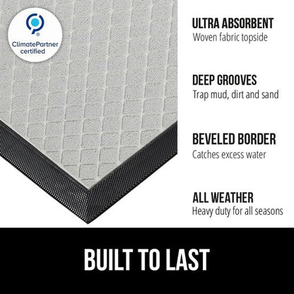 GORILLA GRIP Waterproof All-Season WeatherMAX Doormat - Stain & Fade Resistant, Easy Clean, 23x35, Light Gray