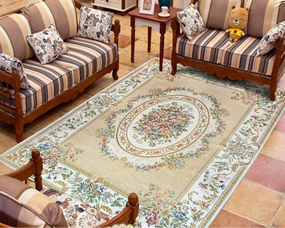 Ukeler Luxury Soft Rustic Floral Area Rugs Washable Elegant Non Slip Accent Floor Rugs Carpet for Nursery Bedroom (47.2''x71'', Beige Garden)