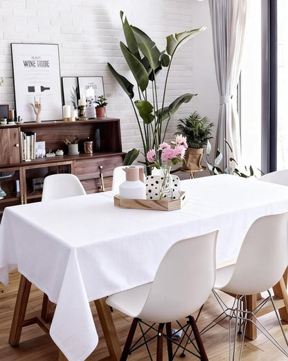 Goodluck Tablecloth - 2 Pack White Rectangular 60 x 102 Inch | Washable Cover for Dining & Events