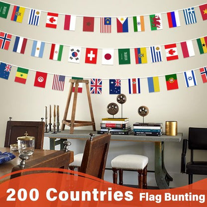 International Flags Bunting Banner - 200 Countries String Flag Decoration for Events | 184 ft