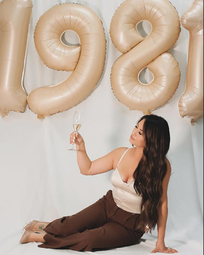 Balloon 7 - Light Brown 40 Inch Number Balloon | Beige Birthday Decoration for Kids & Adults