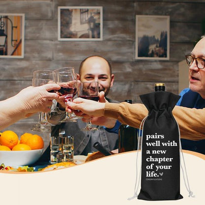 Black Funny New Chapter Wine Bag New Beginnings Gifts for Women Men Farewell Gifts for Friends Going Away Gifts for Coworkers Women Men Moving Away Gifts for Friends New Teacher Gifts