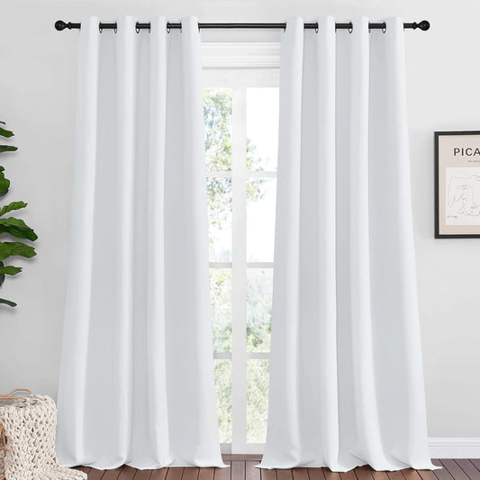 NICETOWN Blackout Curtains - Energy Saving Thermal Insulated Draperies | 55" x 92", Greyish White, 1 Pair