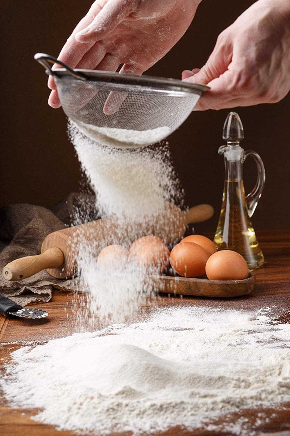 Stainless Steel Mesh Strainers Set by [Brand Name] - 5.5-Inch Round & 3.4-Inch Conical - Perfect for Sifting Pasta, Quinoa, Tea, and More