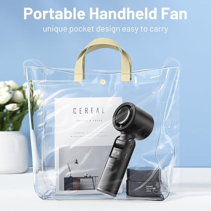 Lerat Portable Handheld Turbo Fan, 5 High-Speed Wind, Battery Operated, Up to 12H Runtime, 3 IN 1 Hand Fan with LED Display & Flashlight, Personal Cooling Fan for Travel, Outdoor, Beach Essentials