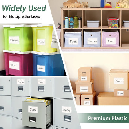 NIUBIER Storage Bin Labels - 42 Pack Clear Adhesive Pockets for Easy Organization | Removable Tote Stickers