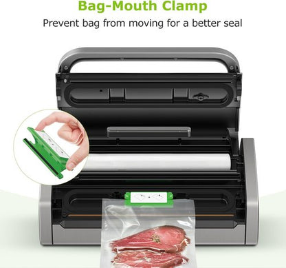 Bonsenkitchen Vacuum Sealer Machine - Powerful Low-Noise Food Sealer with Built-In Cutter & Bag Storage