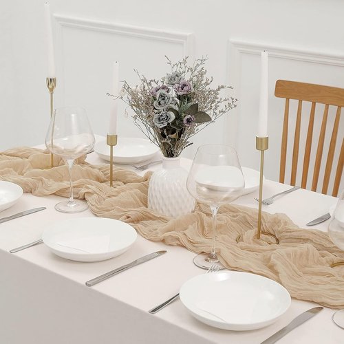 DOLOPL Beige Cheesecloth Table Runner - 13.3ft Rustic Sheer Gauze for Weddings & Parties | 160-Inch Long