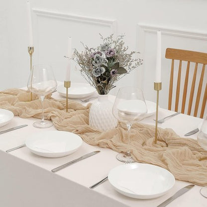 DOLOPL Beige Cheesecloth Table Runner - 13.3ft Rustic Sheer Gauze for Weddings & Parties | 160-Inch Long