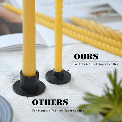 Black Iron Mini Taper Candle Holders - Set of 6 for 1/2 Inch Candles | Slim, Elegant Design for Chime & Church Use