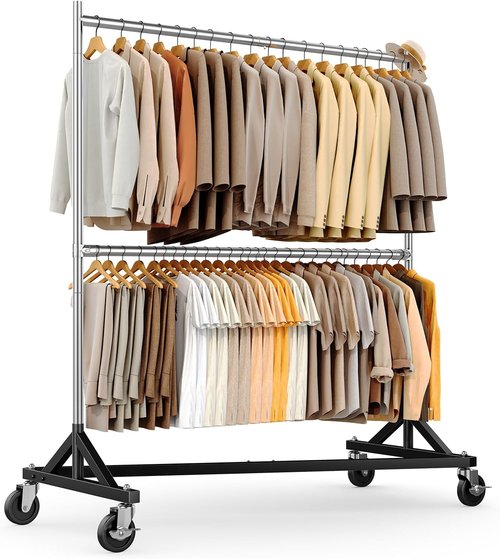 HOKEEPER Heavy Duty Z Rack - Portable Clothes Rack with Wheels | Holds 550 LBS, 22.8" D x 62.6" W x 87.8" H