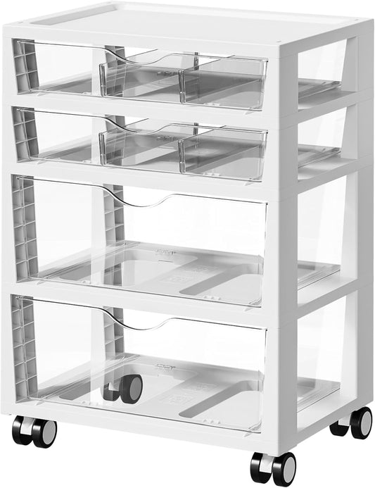 Vtopmart 4-Tier Rolling Drawer Cart - Versatile Storage Organizer for Home, Office, Crafts & Toys
