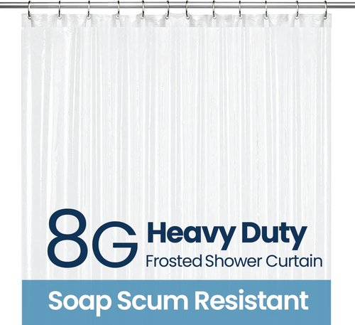 LiBa Bathroom Shower Curtain Waterproof Plastic Shower Curtain Premium PEVA Non-Toxic with Rust Proof Grommets Frosted 8G Bathroom Accessories 72x72