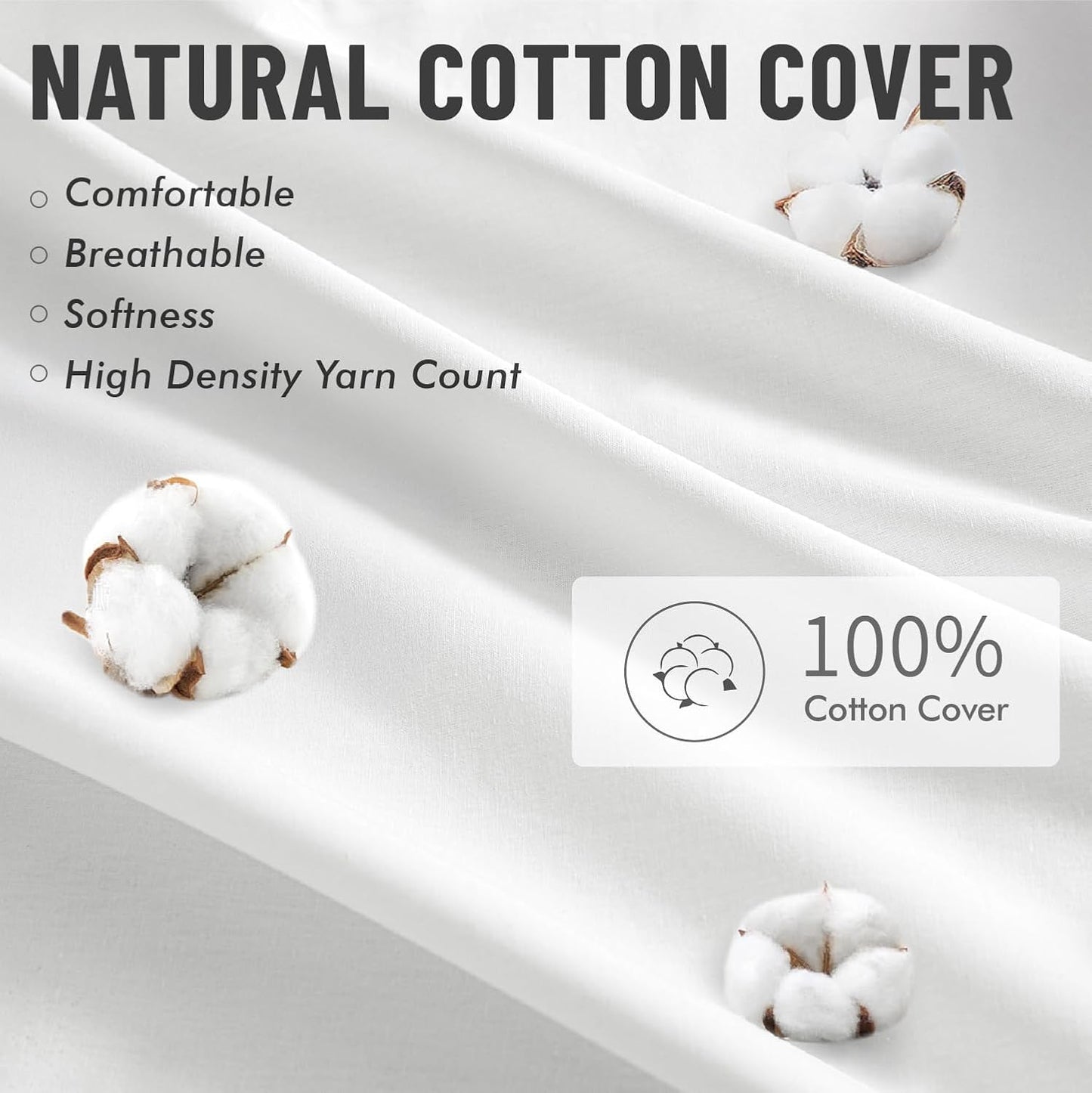 MIULEE 18x18 Pillow Inserts - Set of 4 Soft Cotton Cover Microfiber Throw Pillows for Couch & Bed