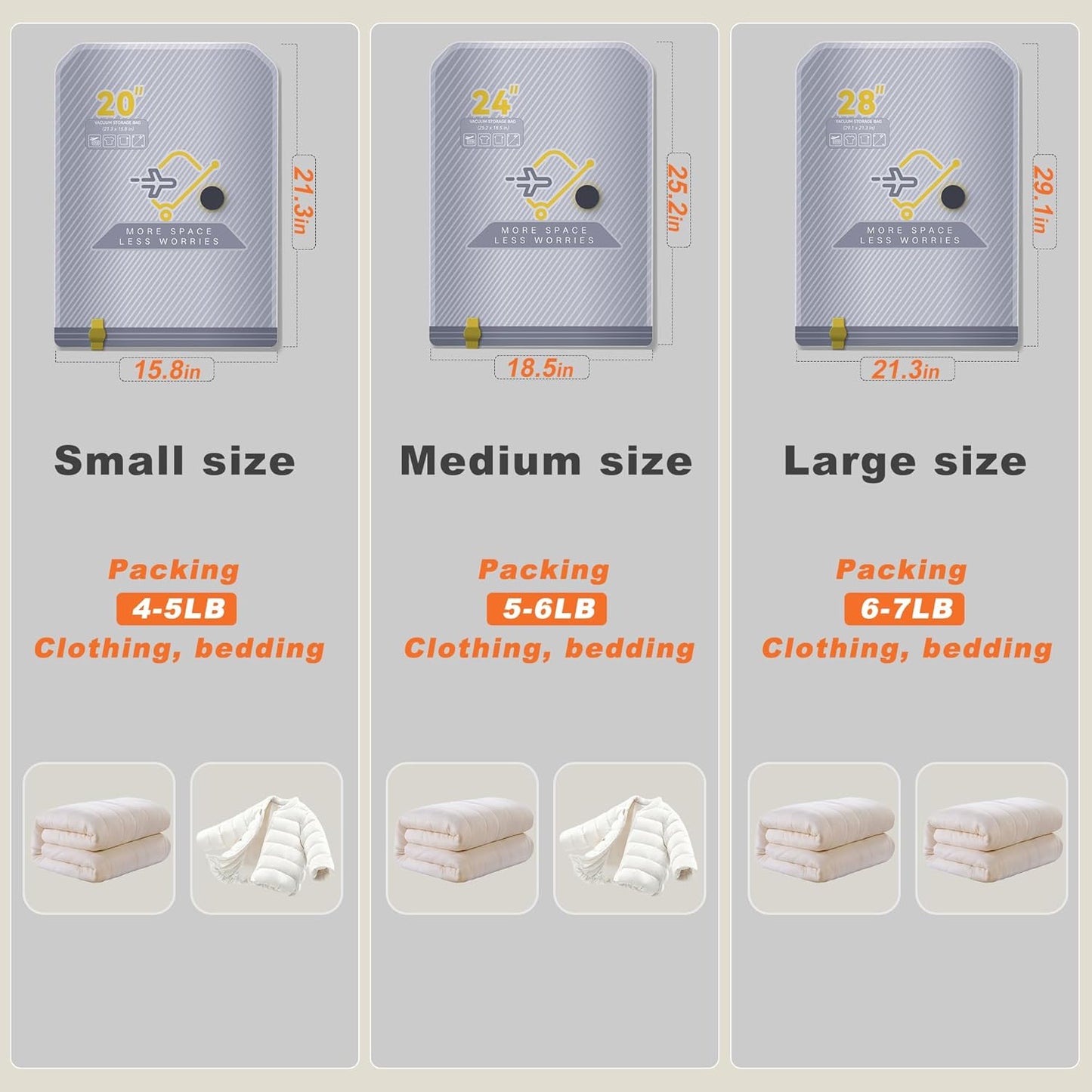 Skiennix 15-Pack Vacuum Bags - Space-Saving Compression Packing Bags with Wireless Pump | Travel Size