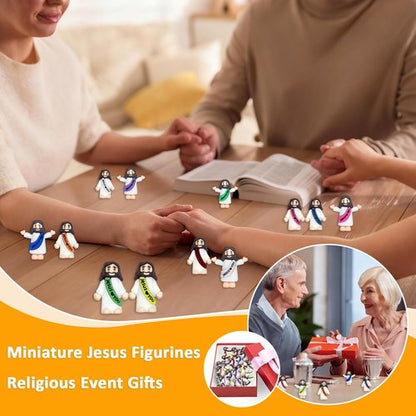 Keway Mini Jesus Figurines - 44 PCS Rubber Pocket Figures for Easter, Baptism Gifts & Sunday School | 11 Colors, 2 Styles