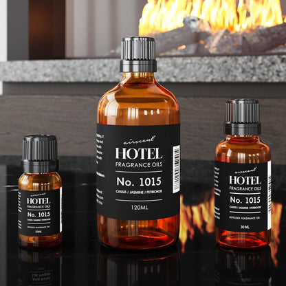 AirScent Hotel Diffuser Oil No. 1015 - Premium Cassis Jasmine Petrichor Fragrance - 10 mL Glass Dropper Bottle