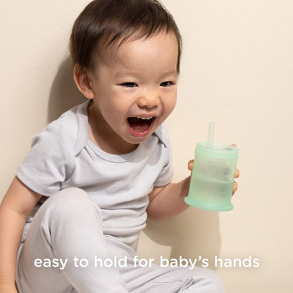 Olababy Silicone Training Cup with Straw Lid | Babies Water Drinking Cup | 6+ Mo Infant To 12-18 Months Toddler | Sippy Cup For Kids & Smoothie Cup | Baby Led Weaning (Kiwi, 5 oz)
