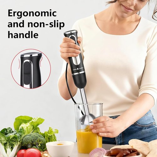 Liebe&Lecker Immersion Blender - 300W Handheld Mixer with Stainless Steel Blades & 2 Speeds | Perfect for Shakes, Purees, Baby Food