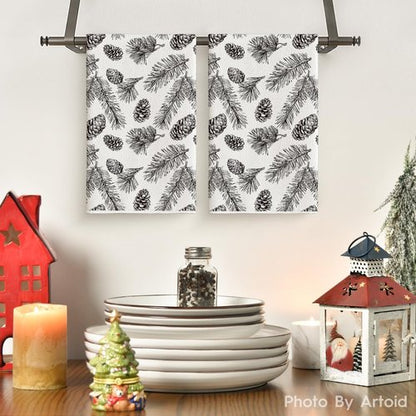 Artoid Mode Kitchen Towels - Brown Pinecone & Pine Branch Design | 18x26 Inch Farmhouse Set of 2