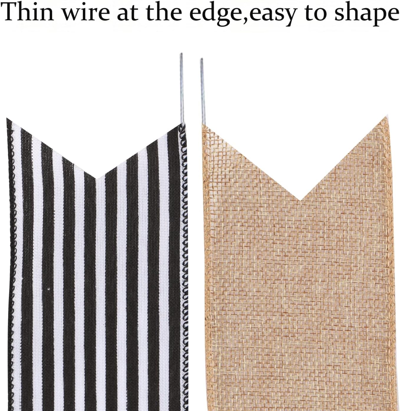 Regine Switzerland 2-Pack Black & White Stripe Burlap Fall Bows - Rustic Wreath Decorations for Home & Events