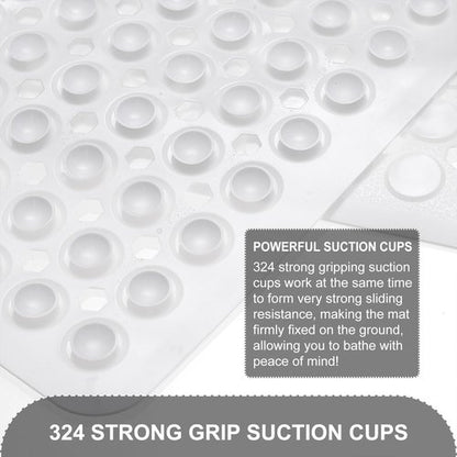 TEESHLY Bath Mat for Tub & Shower, Non Slip Soft Bathmat with Suction Cups & Drain Holes, Machine Washable Bathtub Floor Liner Mats for Bathroom, 35x16 Inch, White