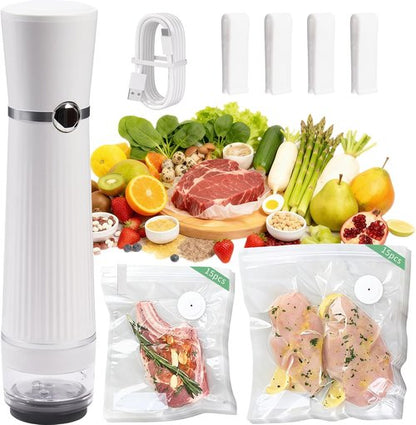 Handheld Vacuum Sealer - Portable Food Saver with 30 Reusable Bags | Easy to Clean & Extends Freshness 10x