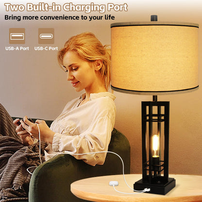 LTBLIGHT 28" Tall Table Lamps Set of 2, 3-Way Dimmable Touch Lamp with 2 USB Charging Ports, Large Farmhouse Table lamp with 2-Light Design, Ideal for Living Room, Office, Hotel, Bulbs Included