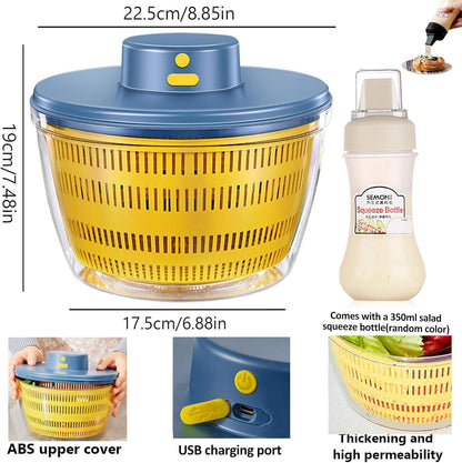 Skiennix Large Salad Spinner - 3-in-1 Vegetable Wash Bowl & Lettuce Cleaner | 4.22Qt Quick Drainage Mixer