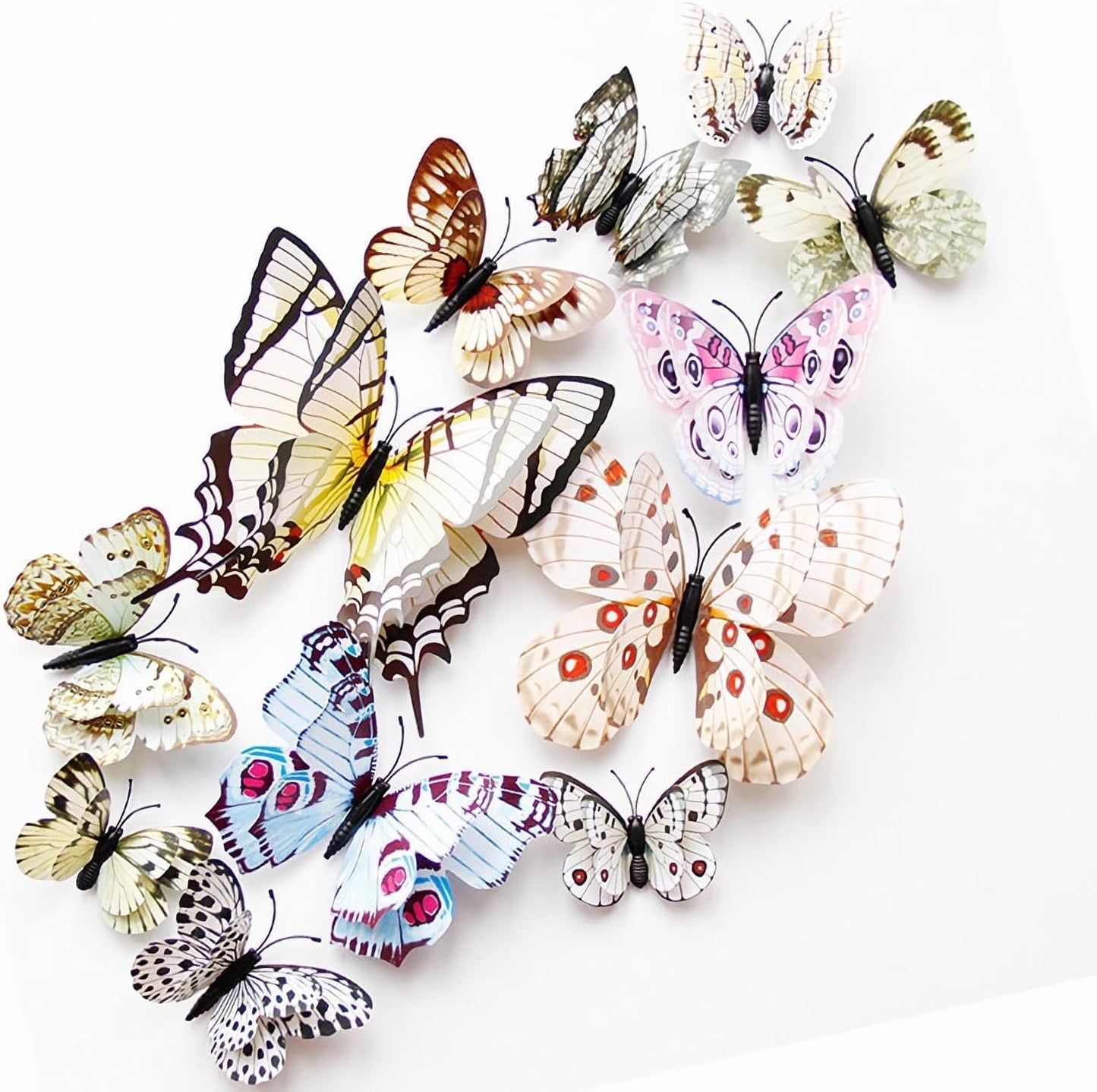 OPSEAM 3D Butterfly Wall Decor - 72 PCS Magnetic Stickers for Party Decorations | White