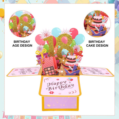 PEUTIER 3D Happy Birthday Pop-Up Card - Creative Design with Classic Envelope & Note for All Ages