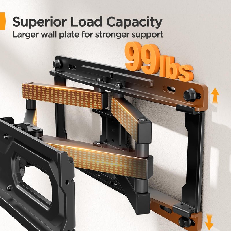 Perlegear Full Motion TV Wall Mount for 26-65 inch TVs, TV Bracket Supports Swivel Articulating Level Extension Tilt Arms, Max VESA 400x400mm up to 99lbs, 16" Wood Studs, PGMFK4