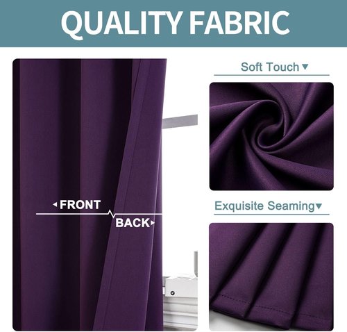 ChrisDowa Blackout Curtains - Thermal Insulated Room Darkening Panels Set (Royal Purple, 52W x 72L)