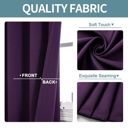 ChrisDowa Grommet Blackout Curtains for Bedroom and Living Room - 2 Panels Set Thermal Insulated Room Darkening Curtains (Royal Purple, 52W x 84L)
